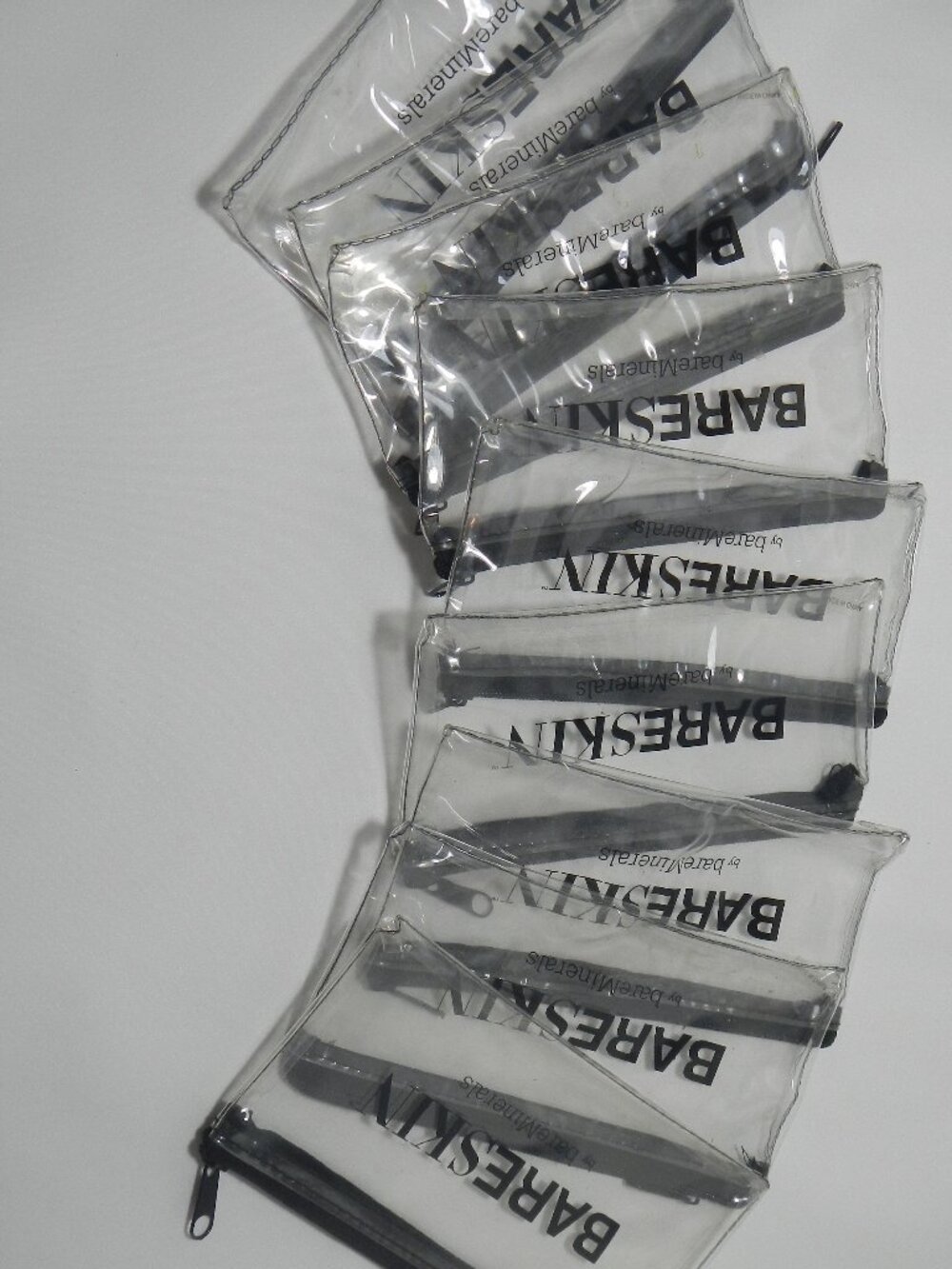 Lot of 9 BareMinerals Bareskin Small Clear Vinyl Cosmetic Bags Bare Minerals Zip